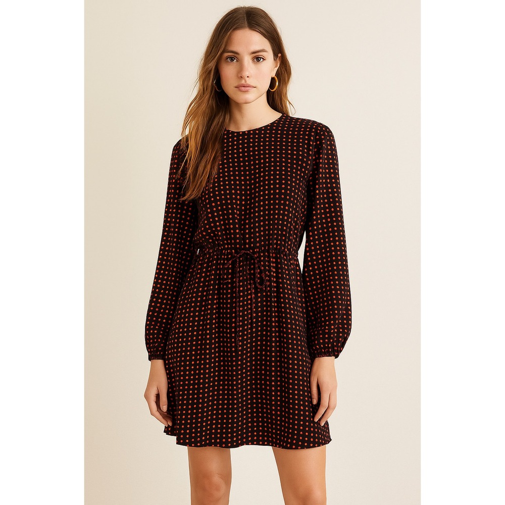DVF Diane von Furstenberg Polka Dot Silk Dress 8‎ Black Red Classic Holidays NEW